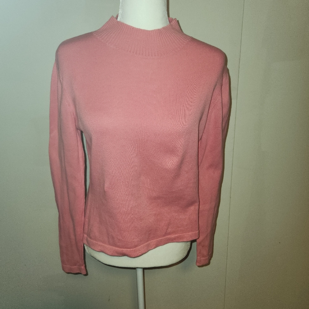 Talbots Petites Light Baby Pink Salmon Long Sleeve Sweater Small S Petite EUC